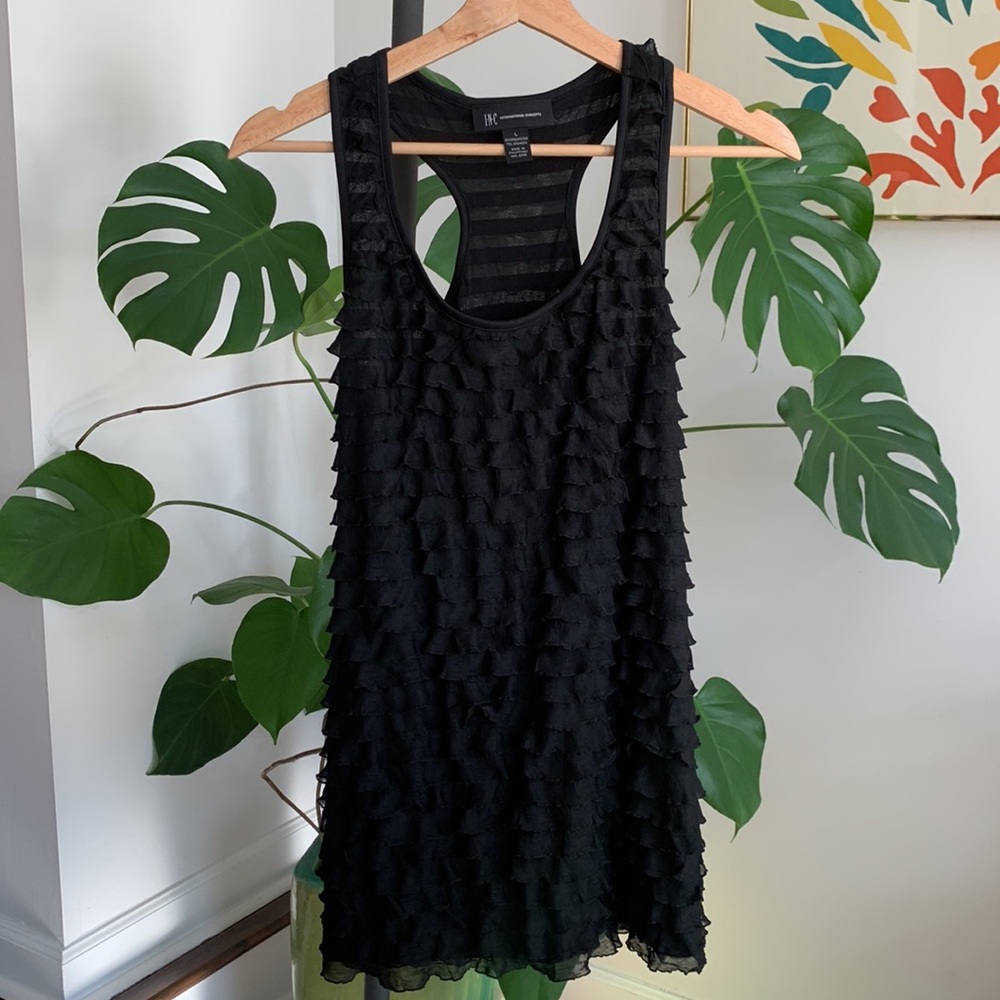 Women’s I•N•C ruffled racer back tank top size Large